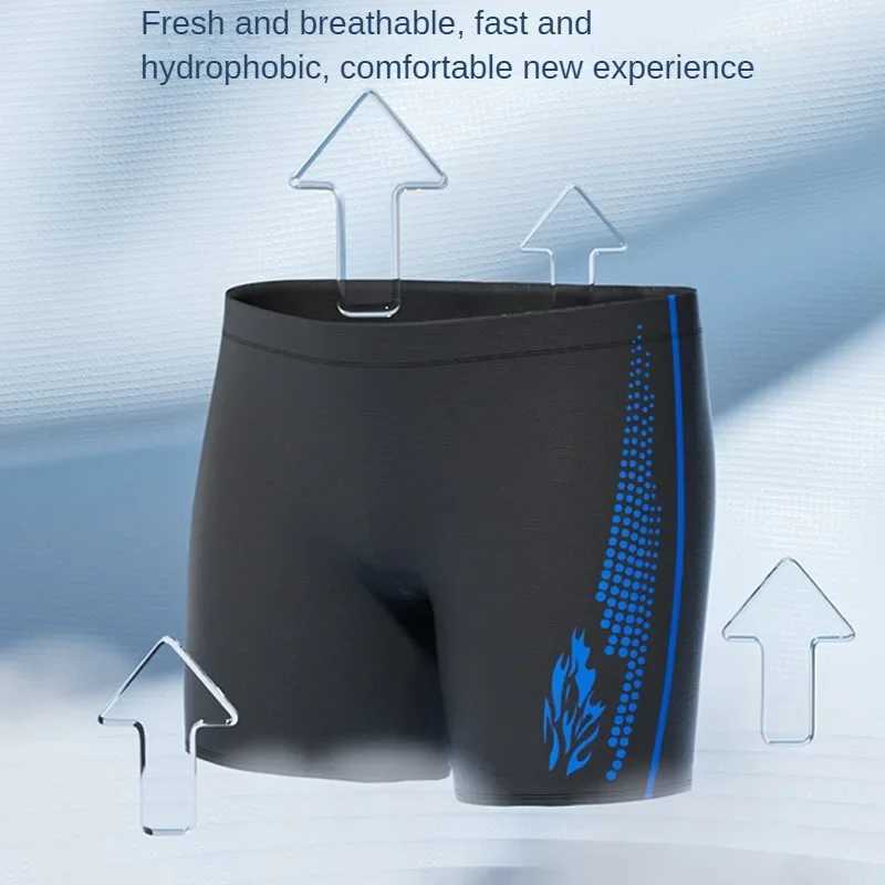 Mens high waisted breathable fast drying adult swimsuit with comfortable lining for swimming pool and hot spring water sports clothingW250410