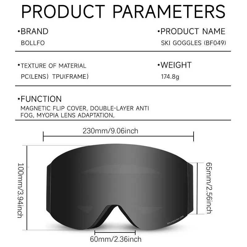 UV400 Magnetic Flip Cover Ski Goggles with Double Layer Lens Skiing Anti-fog Snowboard Goggles for Men Women Ski Glasses Eyewear K251110