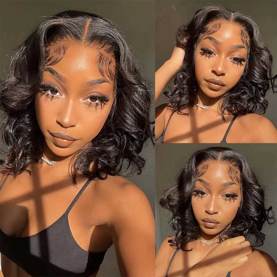 Wear And Go Glueless Bob Wig Human Hair Short Body Wave Lace Front Wigs Pre Cut Brazilian Hair 4X4 Hd Lace Closure Wig For WomenT251111