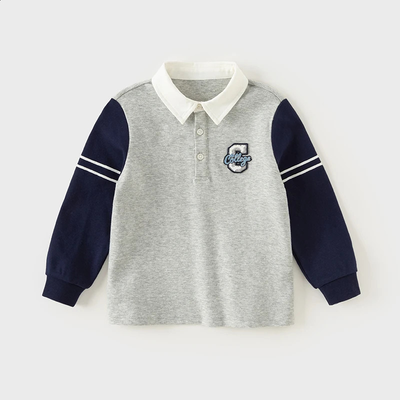 Dave Bella Kid Boys Long-Sleeved T-Shirt Childrens Top Boys Polo Shirt Spring Autumn Childrens School Clothes DB3241636 250410