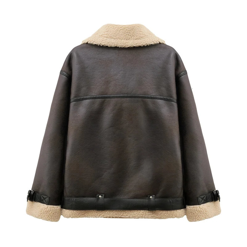 Autumn/Winter European-style womens warm and thick double-sided lapel long-sleeved jacket 251106