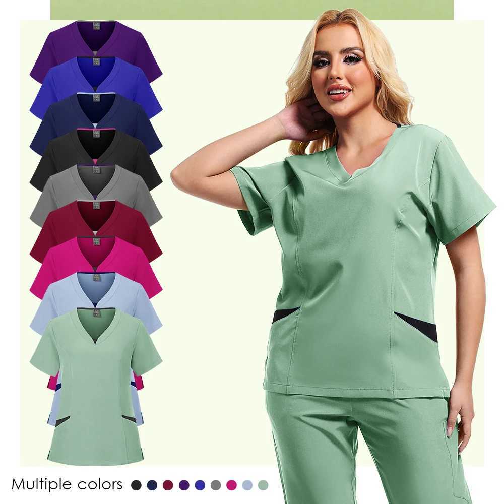 Nurse and Surgeons Medical Clothing Scrubs Set Nurse Uniform Short-slved Hand Washing Clothes Womens Skin Management Overalls X250410