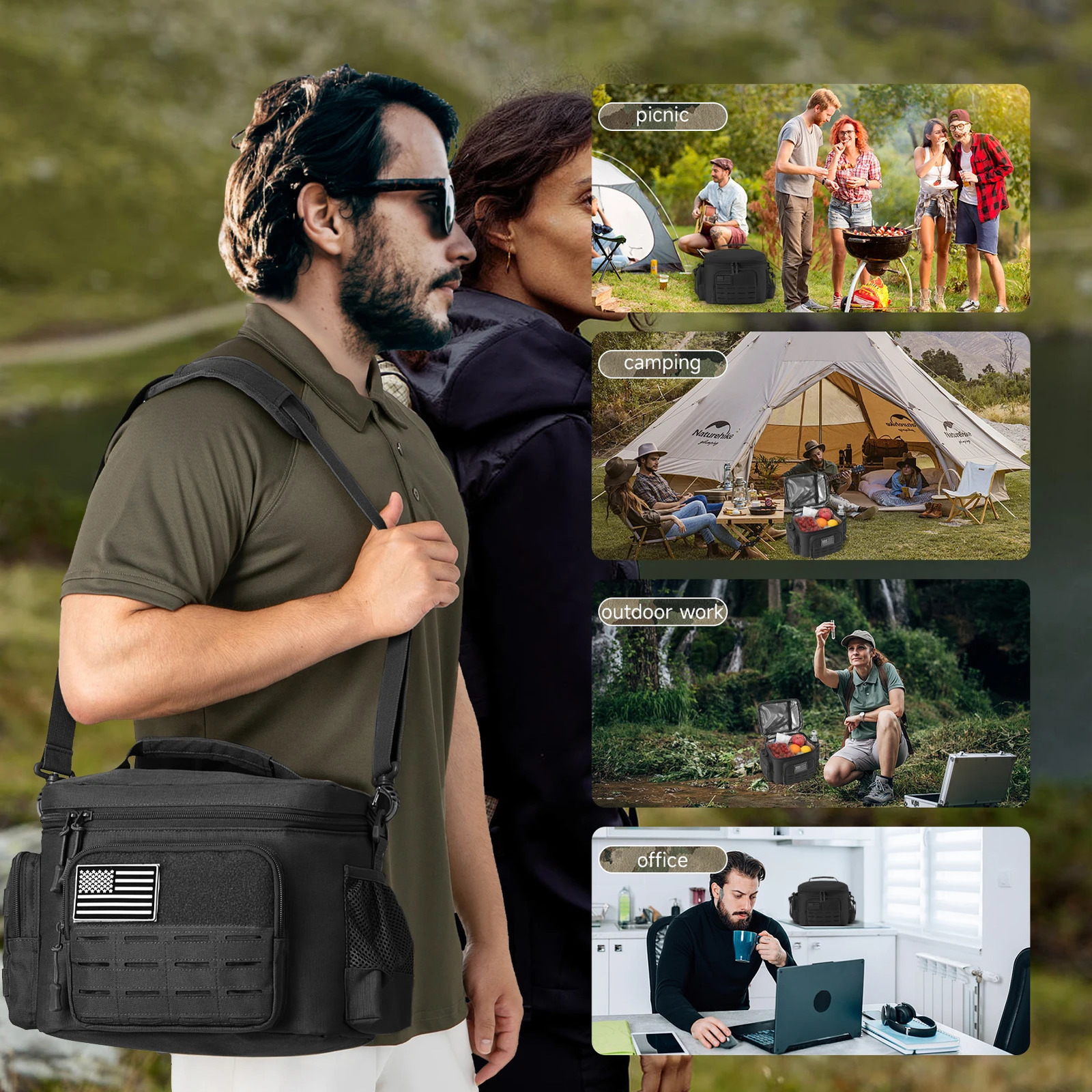 Outdoor Tactical Thermal Cooler Bag Heavy Duty Lunch Box Work Leakproof Insulated Durable Lunch Bag for Men Meal Camping Picnic 251106