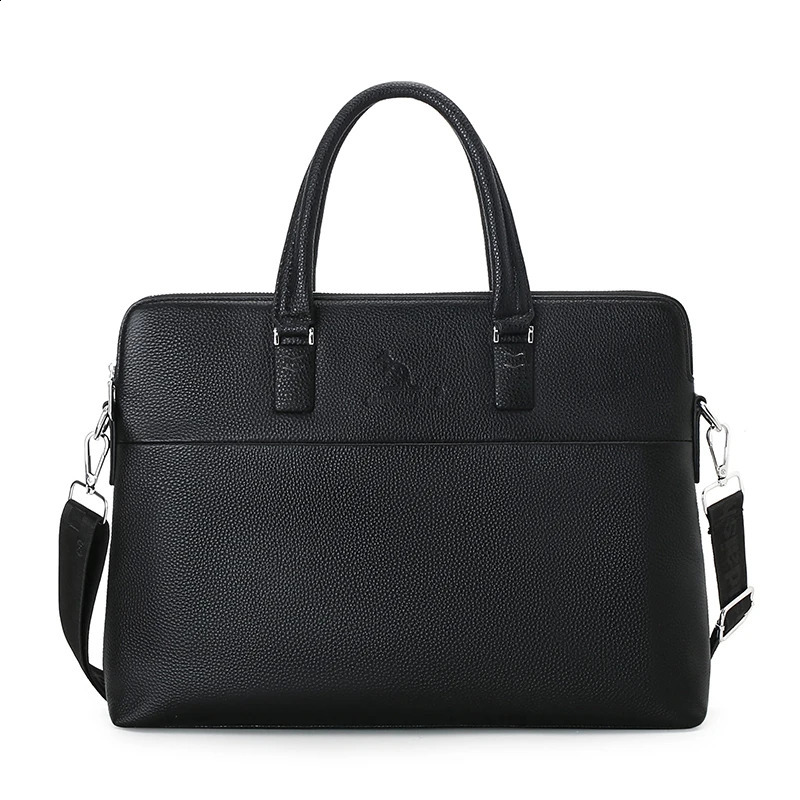 leather mens handbag casual simple large capacity business briefcase denim mens 14 inch notebook bag SAC 250410