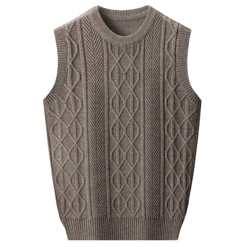 Fashion Crewneck Jacquard Mens Knitted Sleeveless Hair Tank Top Young Solid Color Warm 250411Z