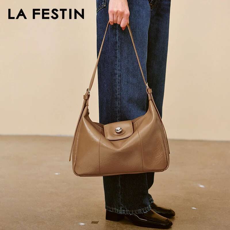 LA FESTIN Original 2024 New Women's Leather Tote Shoulder Bag Designer Cross Body Bags