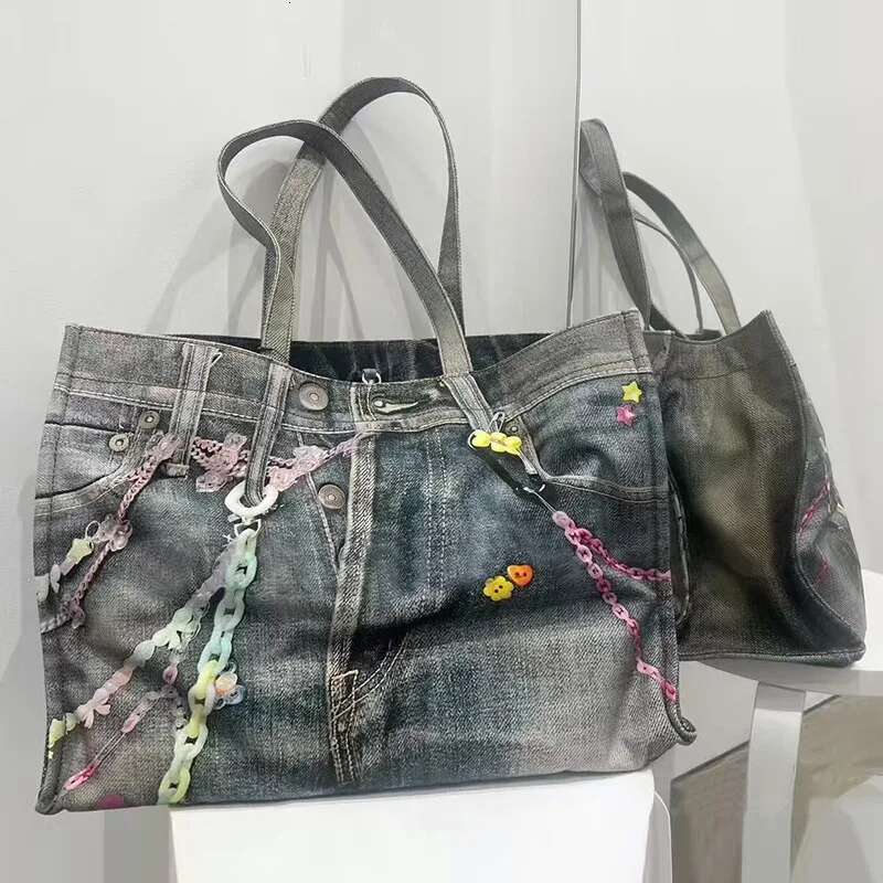 New Capacity Candy Chain Messenger Strap Bag Men Women High Quality Denimfunctional Shoulder Bags