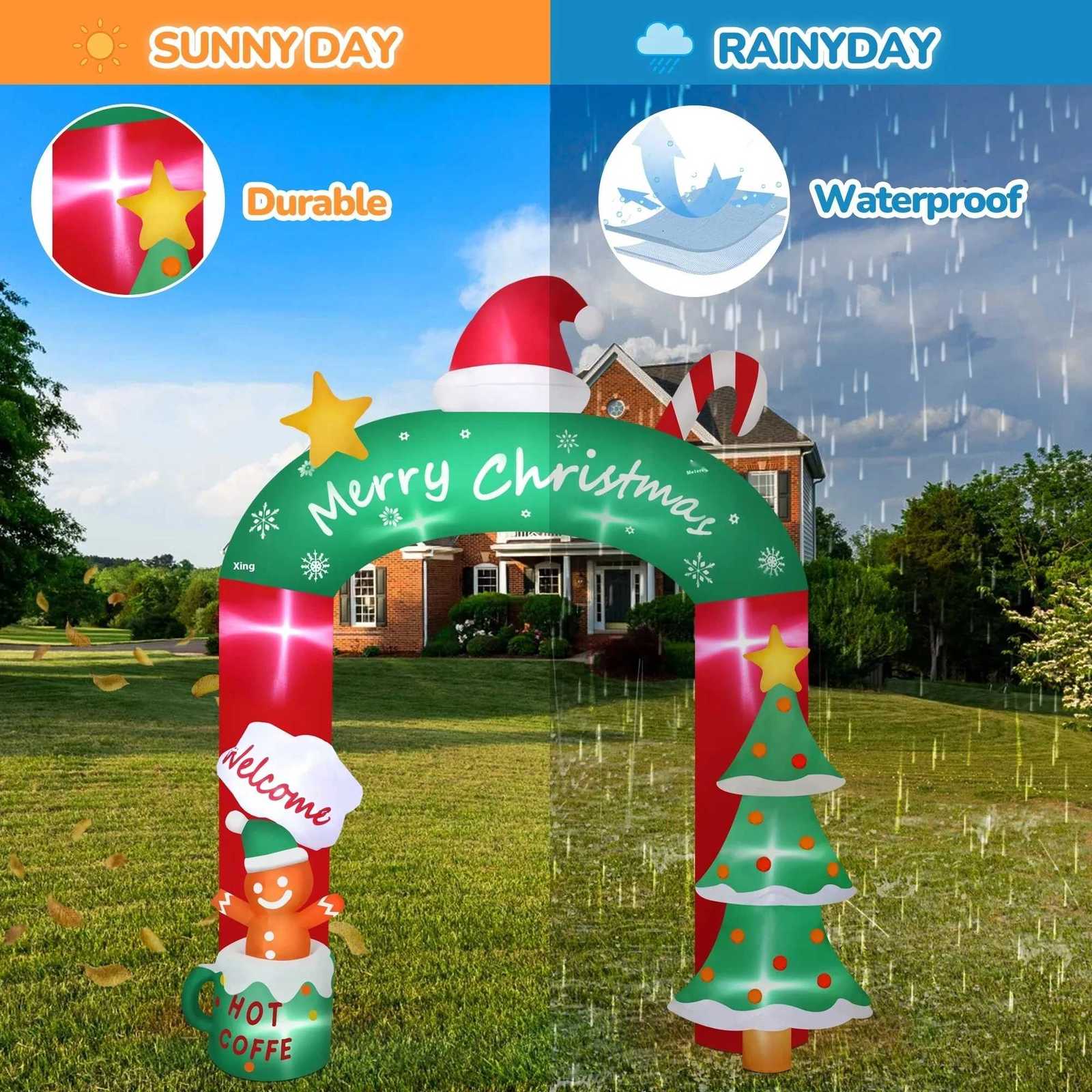 Christmas 27M/885FT Inflatable Christmas Tree and Little Gingerbread Man Christmas Arch Built-in LED Lights Outdoor Holiday Party Adorn Y251111