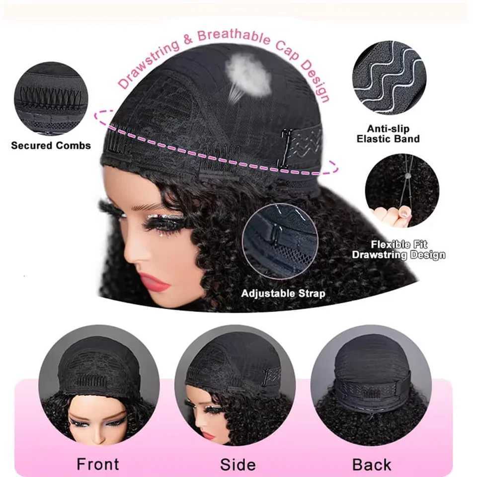 Kinky Straight Half Wig 3 In 1 Half Wig With Drawstring Flip Over Half Wig Yaki Straight Glueless Wigs Ready to Wear Half WigsT251111