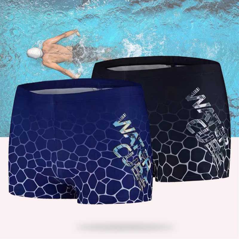 Large mens swimming trunks teenagers swimming shorts beach wear spa hot spring surfing moisture-proof swimwear boxerW250410
