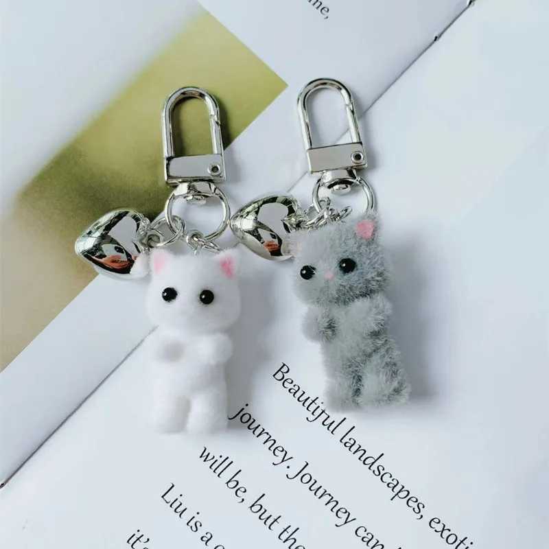 Cute Flocked Kitten Five Star Cat Claw Love Keychain Phone Chain Anti Loss Hanging Rope Pendant Earphones Camera Chain W250411