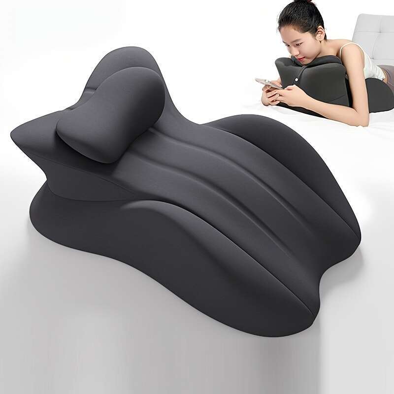 Ergonomic Back Pillow - Multifunctional Reading, Phone, and Side Sleeping Medium Support, Hand Wash Only, Black, Neck Comfort Pillow, Unique Wave Desi