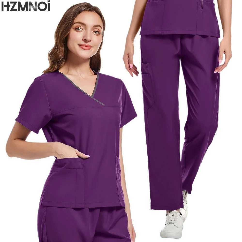 HZMNOI Medical Scrubs Surgical Work Unisex Doctor Nurses Uniforms Bottoms Elastic Joggier Trousers Dentist Pet Shop Beauty Pants X250410