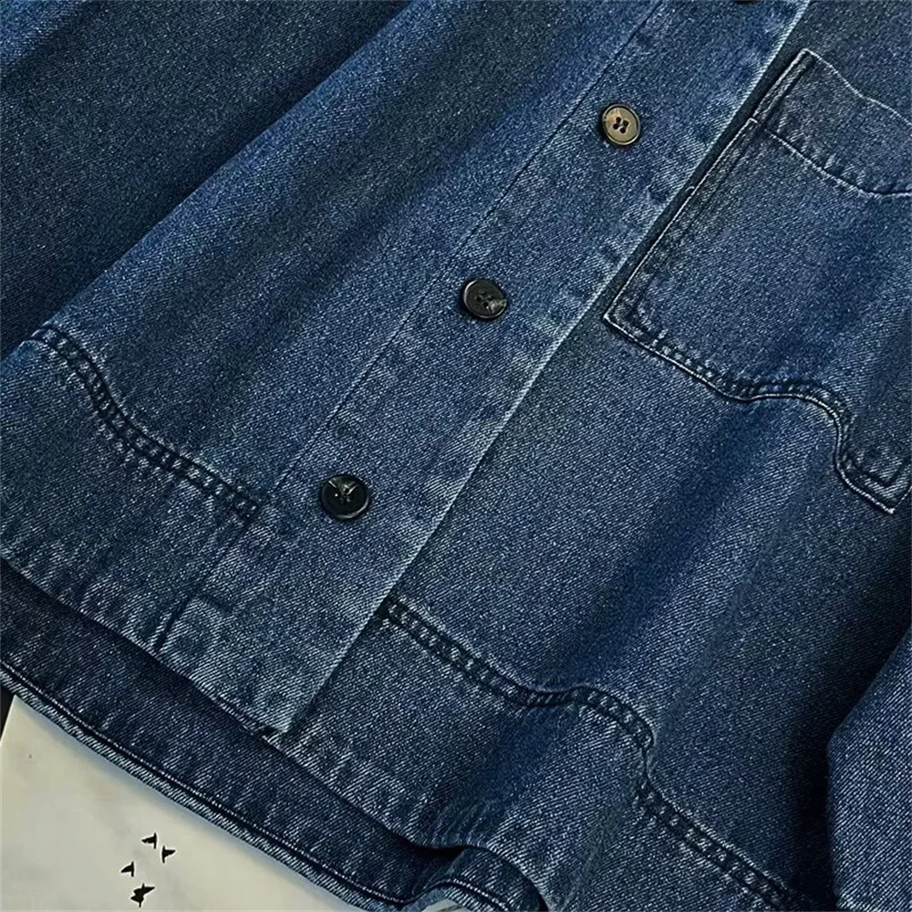 UNIZERA 2024 Autumn Product Casual Womens Fashion Edition Vneck Shoulder Sleeve Denim Top 250411e