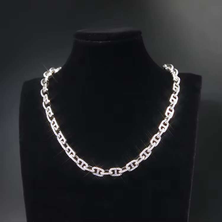Fashion Style Pig Nose Infinity Links High Quality Moissanite Cuban Link Chains 925 Sterling Silver Chains Bracelet Necklace