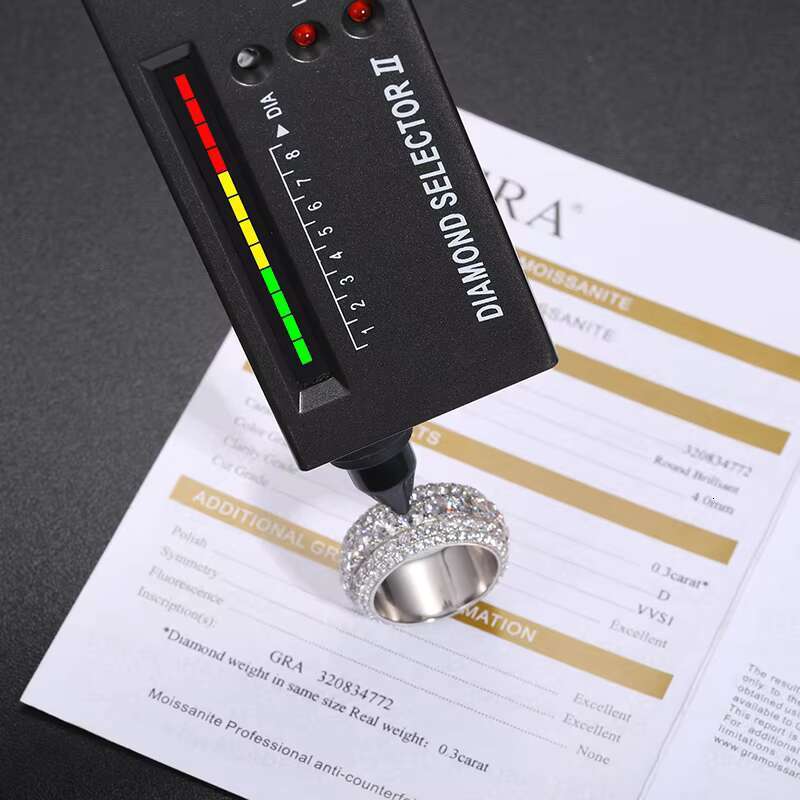 Wholesale Sparking Vvs Moissanite Diamond Ring Round Cut 925 Silver Hip Hop Jewelry Engagement Wedding Rings