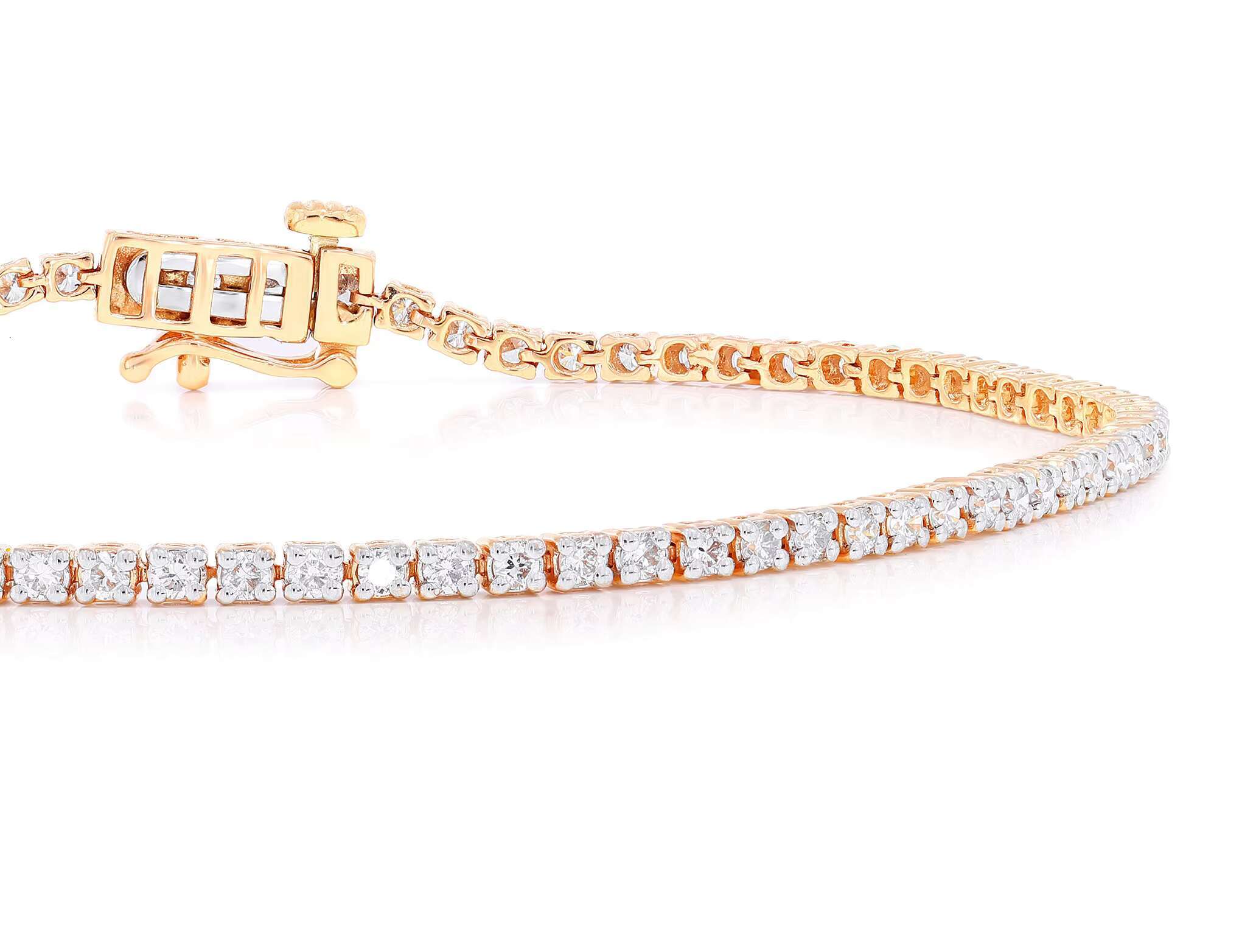 Enthralling 3.00Ct Moissanite Charm Round Moissanite Tennis Bracelet in 14K Gold Wholesale OEM