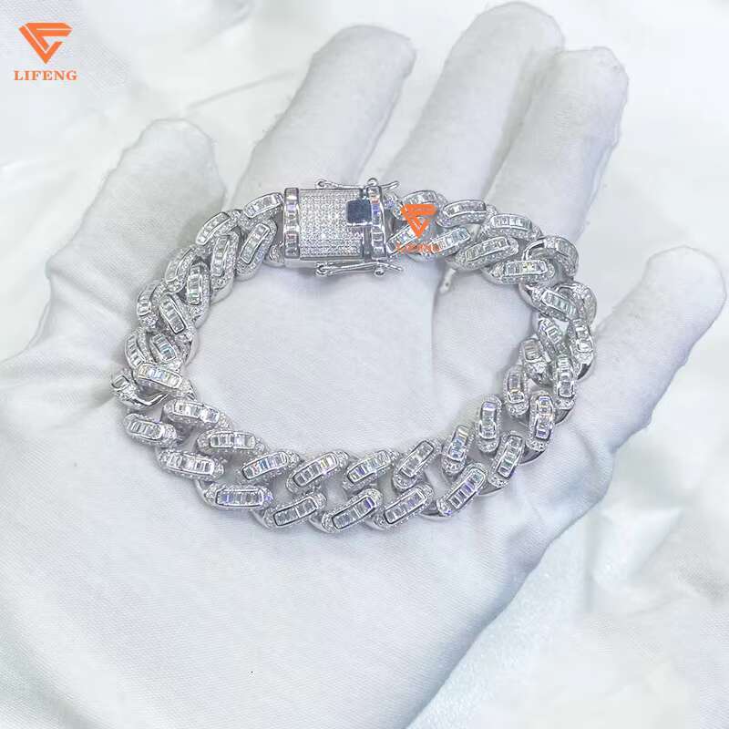 Luxury Mens Cuban Chain Bracelet VVS Moissanite High Quality Sterling Gold Latest Design Passes Diamond Test Custom Hip Hop