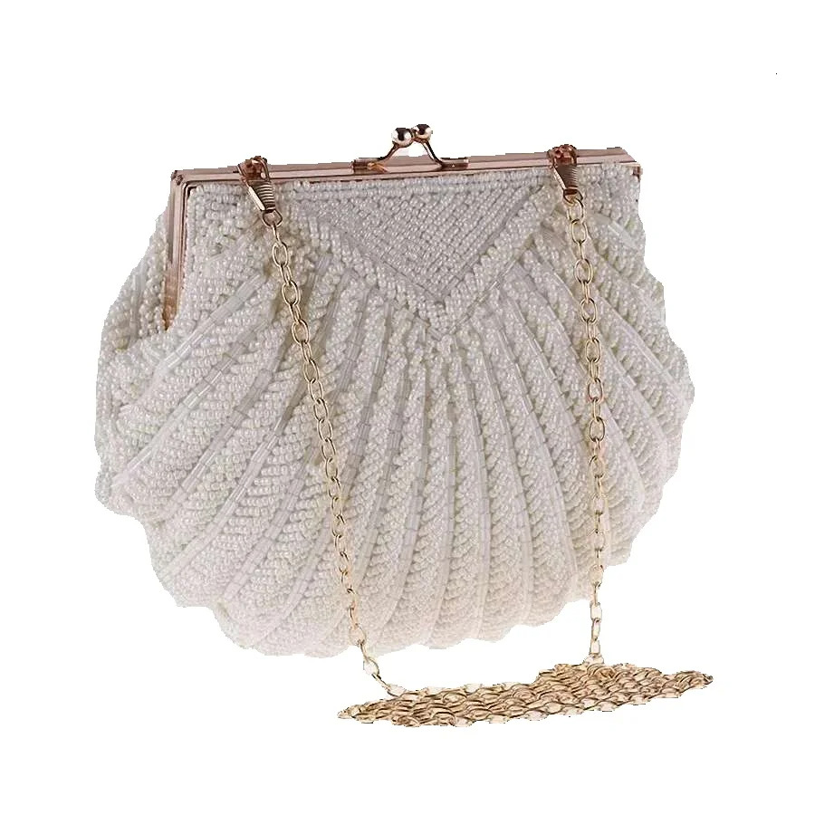New free shipping designer bag Evening wear womens clutch wedding bride handbag pearl fashionable shell chain party bag LI-383 241115