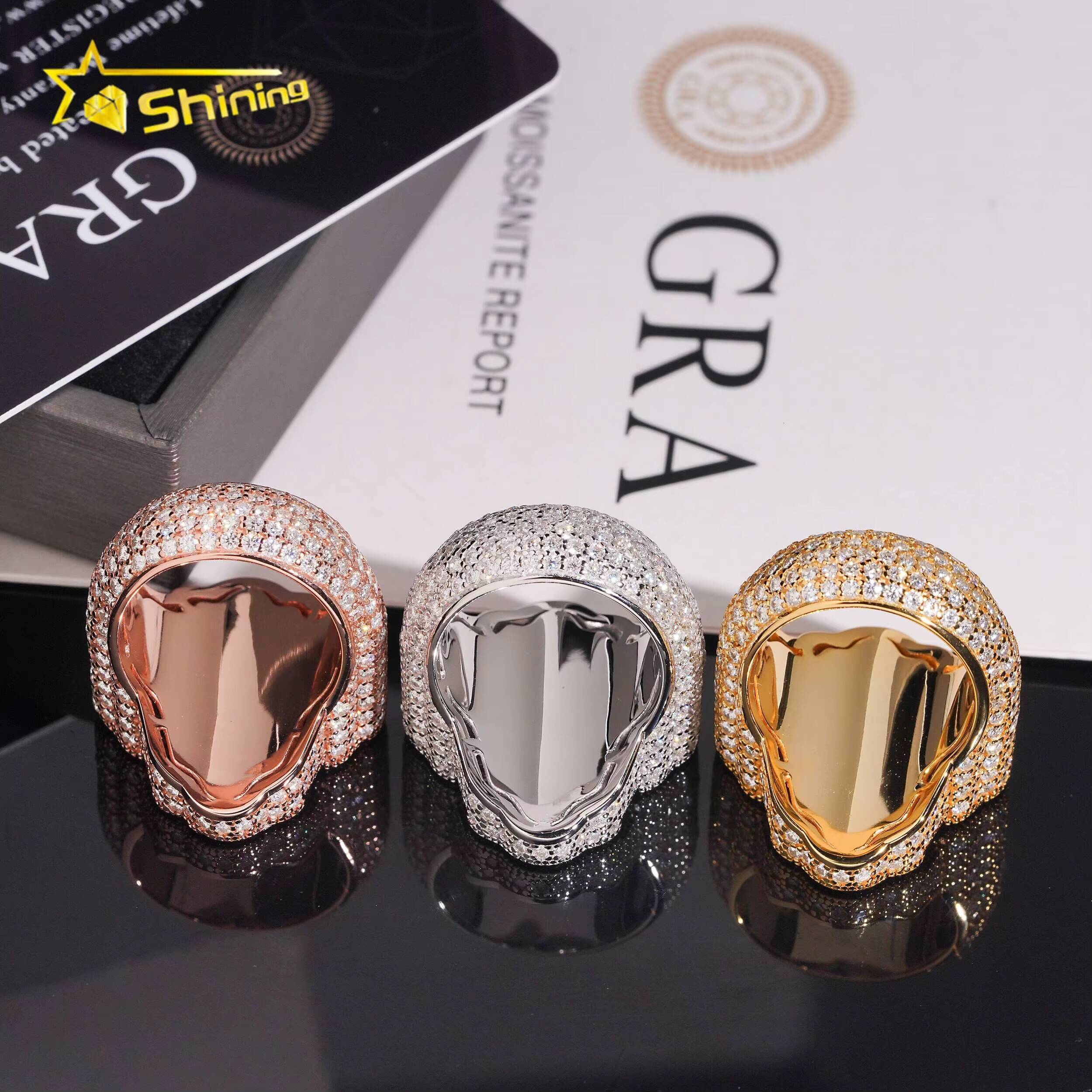 New Design GRA Certified Moissanite Ring Men Hip Hop 925 Sterling Silver High Quality Shining Iced Out Cross Ring Hip Hop Ring