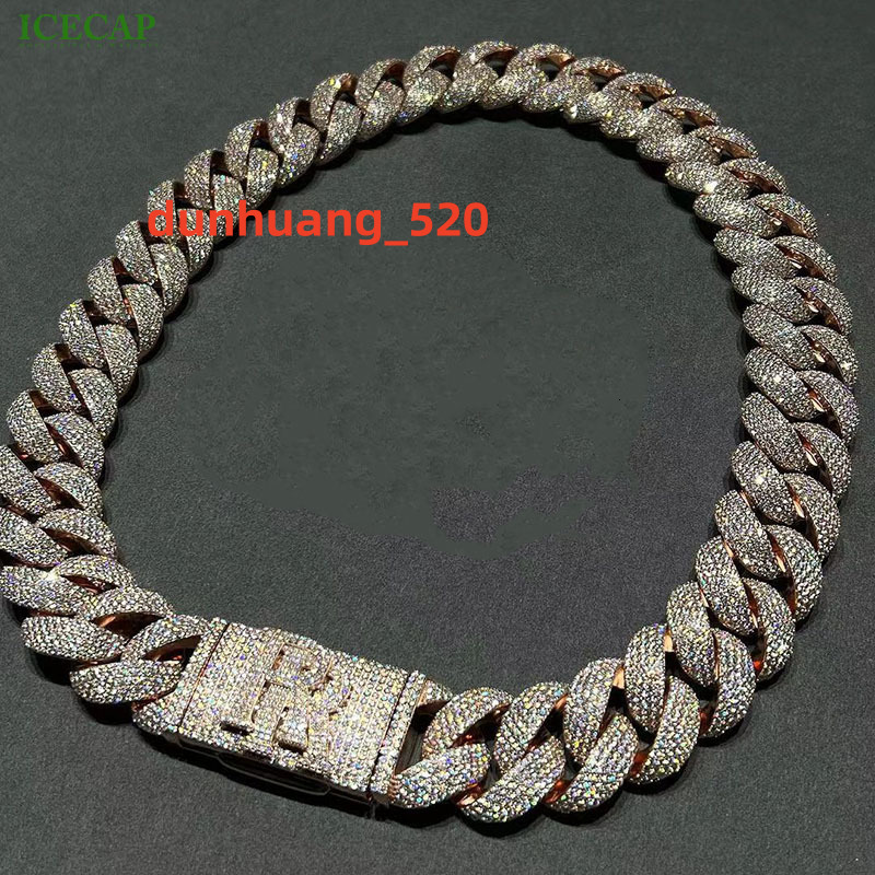 Icecap Jewelry Hip Hop Rose Gold Custom Made Name Clasp Vvs Moissanite Cuban Link Chain with Custom Name Clasp