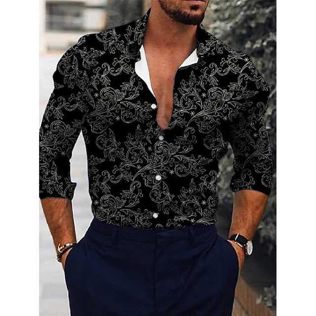 New Hawaiian Piano Luxury Designer Shirts For Men Single Breasted Tops Casual 3D Print Long Sleeve Gentleman Clothing floral K251110
