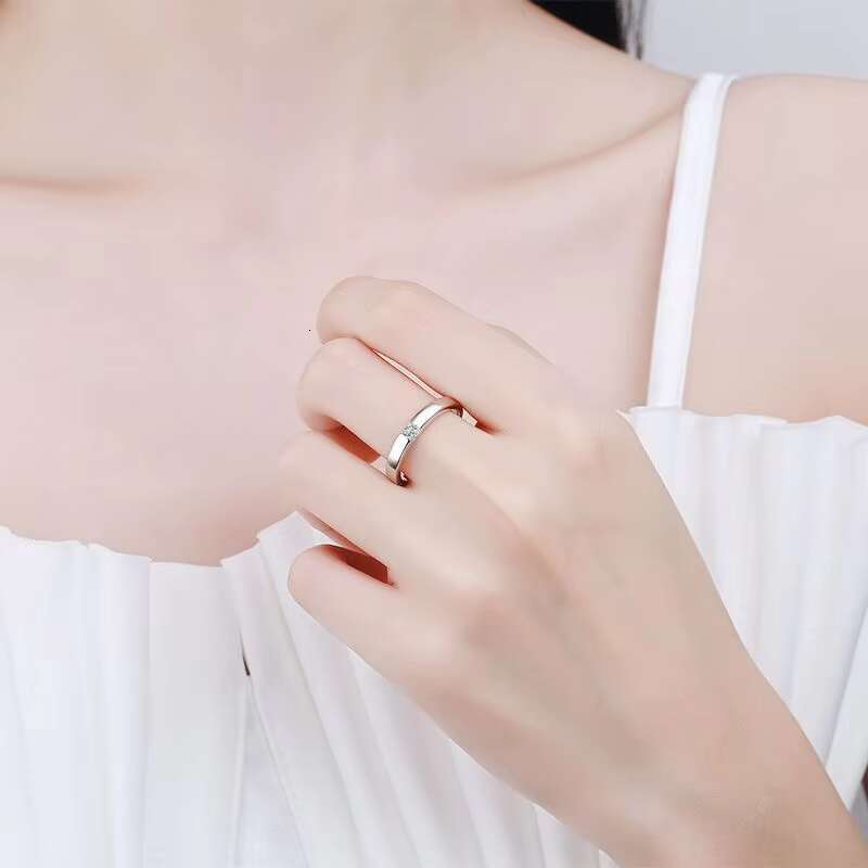 Simple and Stylish 925 Sterling Silver Square Diamond Moissanite Ring for Men and Women