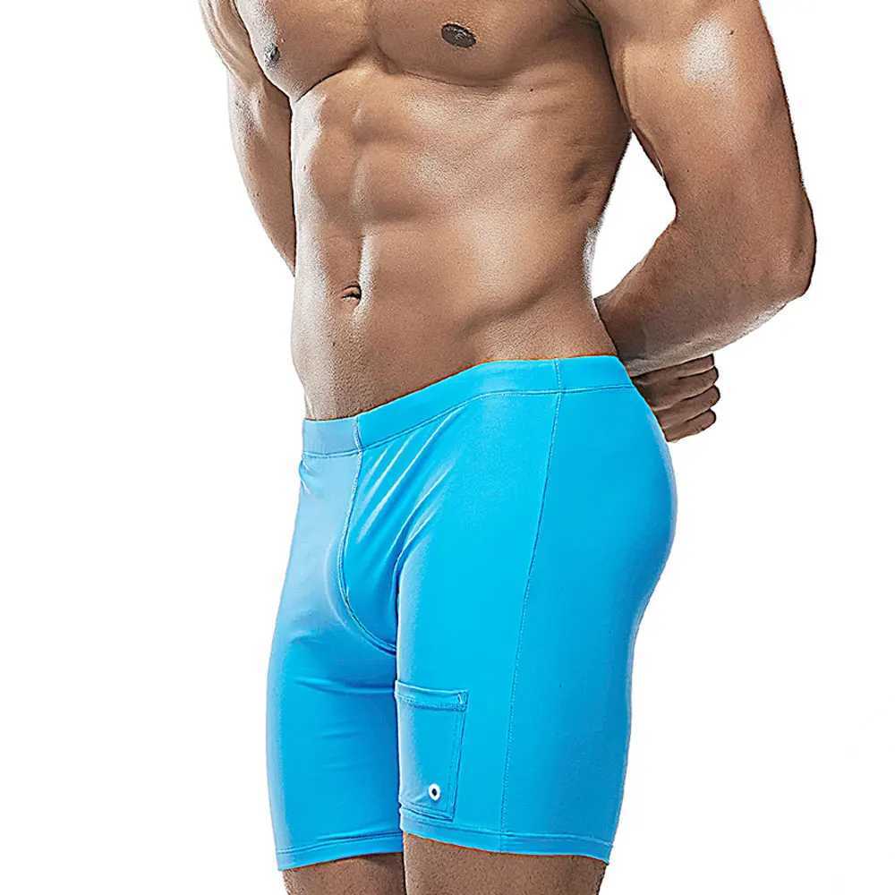 Trunk swimwear swimming and fitness pants solid stretch outdoor casual bath pants beach professional swimwear Trunk mens swimwearW250410