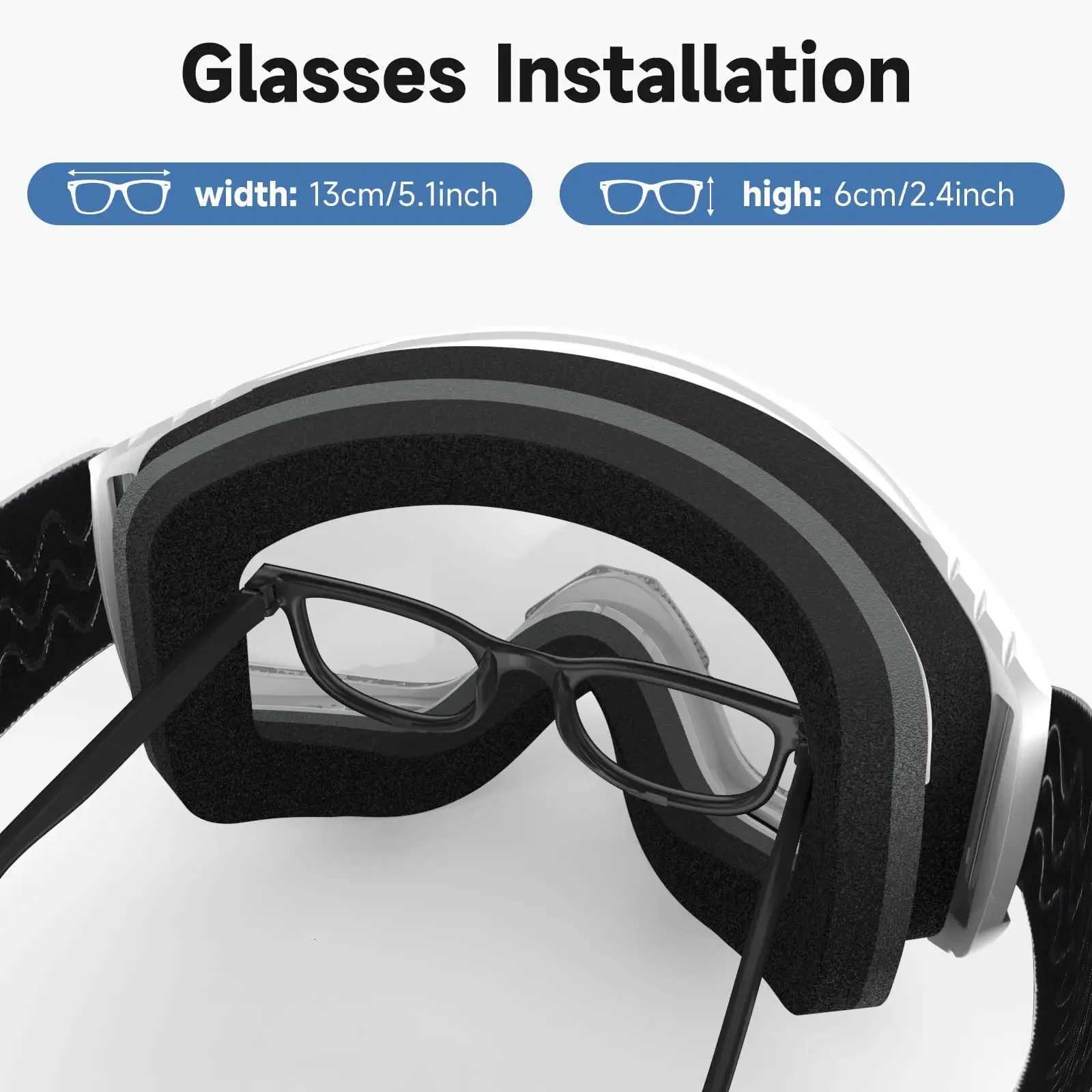 Findway Adult Ski GoggLEs Men and Women Anti-fog Anti UV Line Wide Field of 180View OTG - Wear Glasses Ski GoggLEs K251110