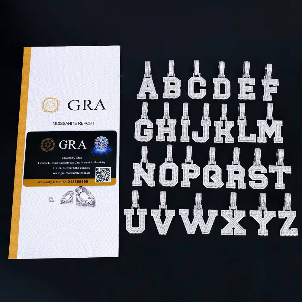 Custom 925 Sterling Silver Moissanite Initial Pendants Iced Out Hip Hop A-Z Letter Jewelry for Men Customizable