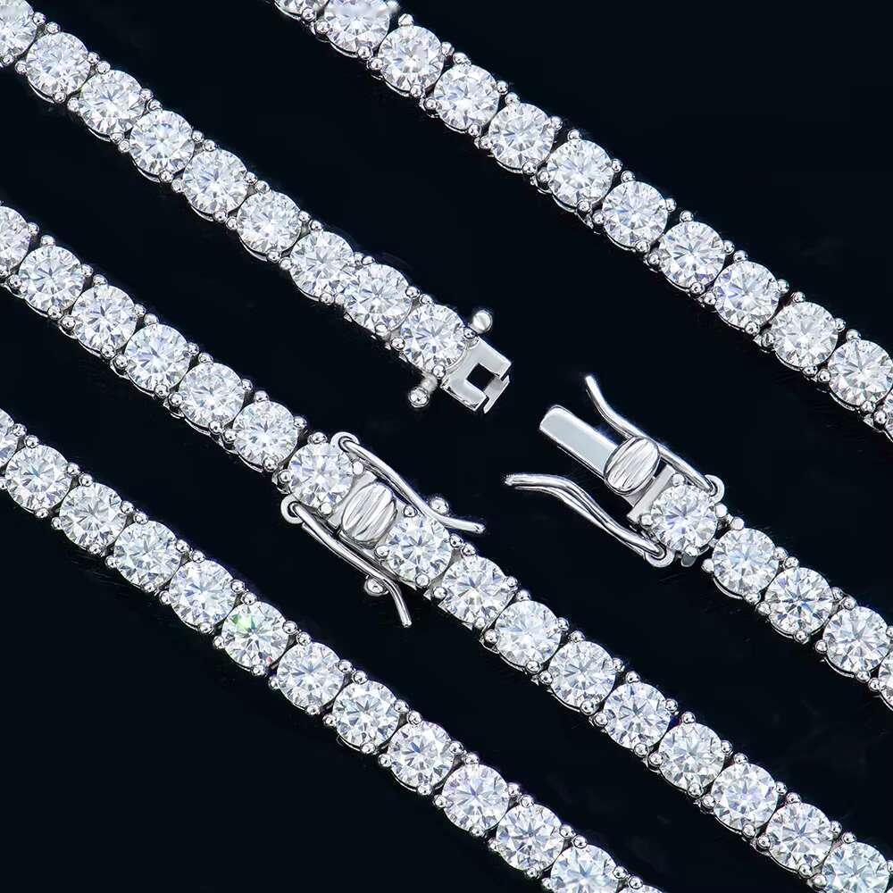Xingyue 4mm Wholesale Men Women Hip-hop Jewelry 925 Sterling Silver Gra Vvs Mossanite Moissanite Diamond Tennis Chain Necklace