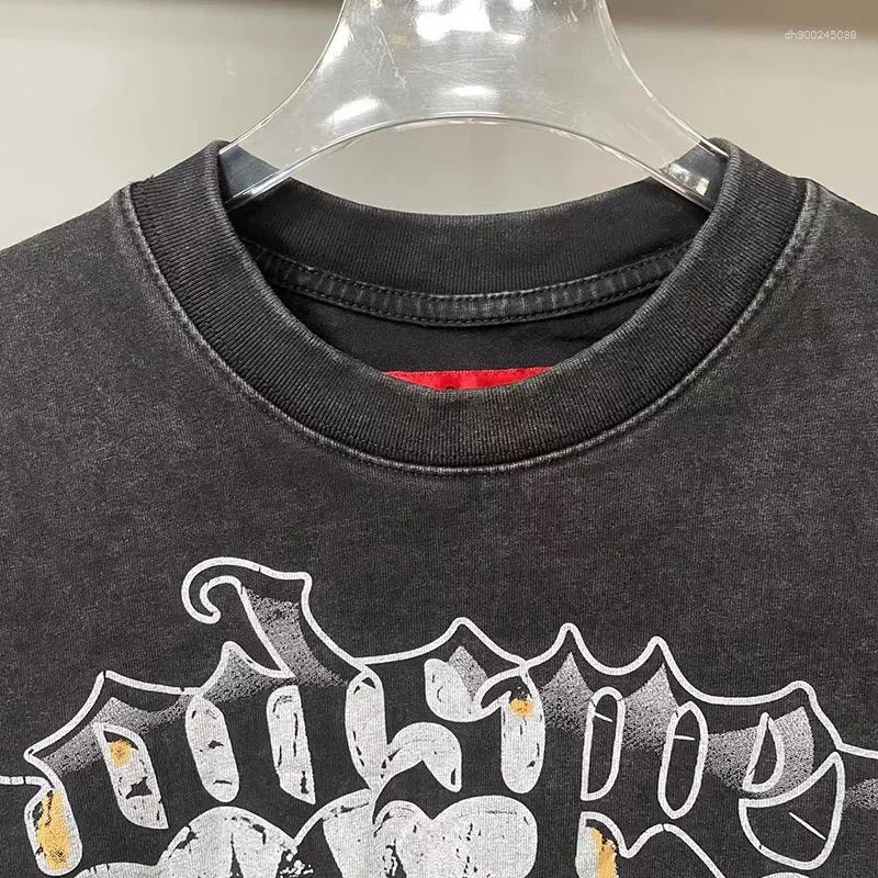 Men's T Shirts Quality Cotton Vintage Washed Black T-Shirt Men Women Streetwear Skeleton Print Shirt Loose Tee Tops