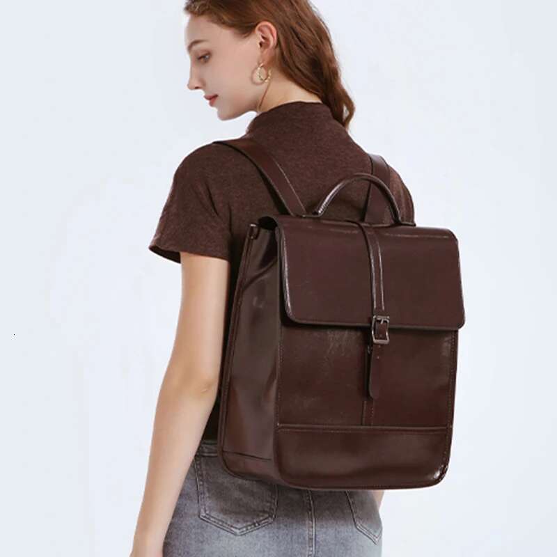 Women's Bags Vintage Cowhide Women's Backpack College Style Girls Student Laptop Satchel Genuine Leather School Bag Women Shoulder Bags
