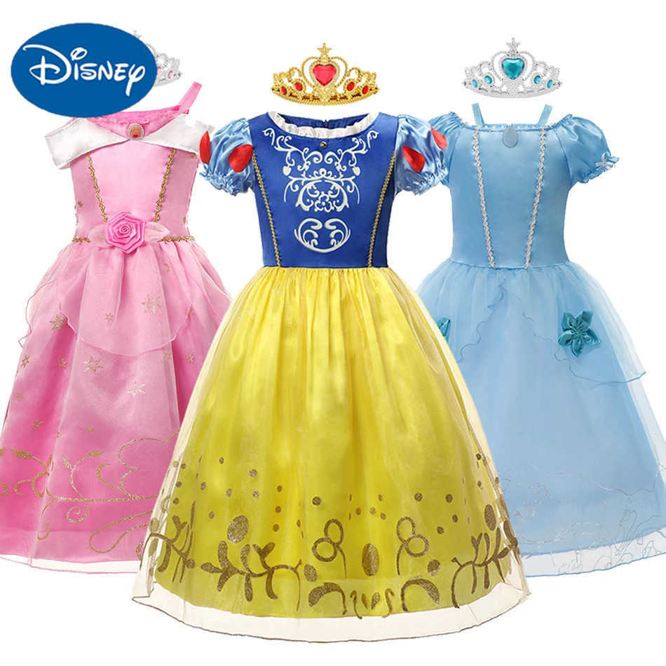 Disney Girl Bell Princess Dress Children Bell Aurora Snow White Role Playing Costume Carnival Halloween CostumeXJ250411