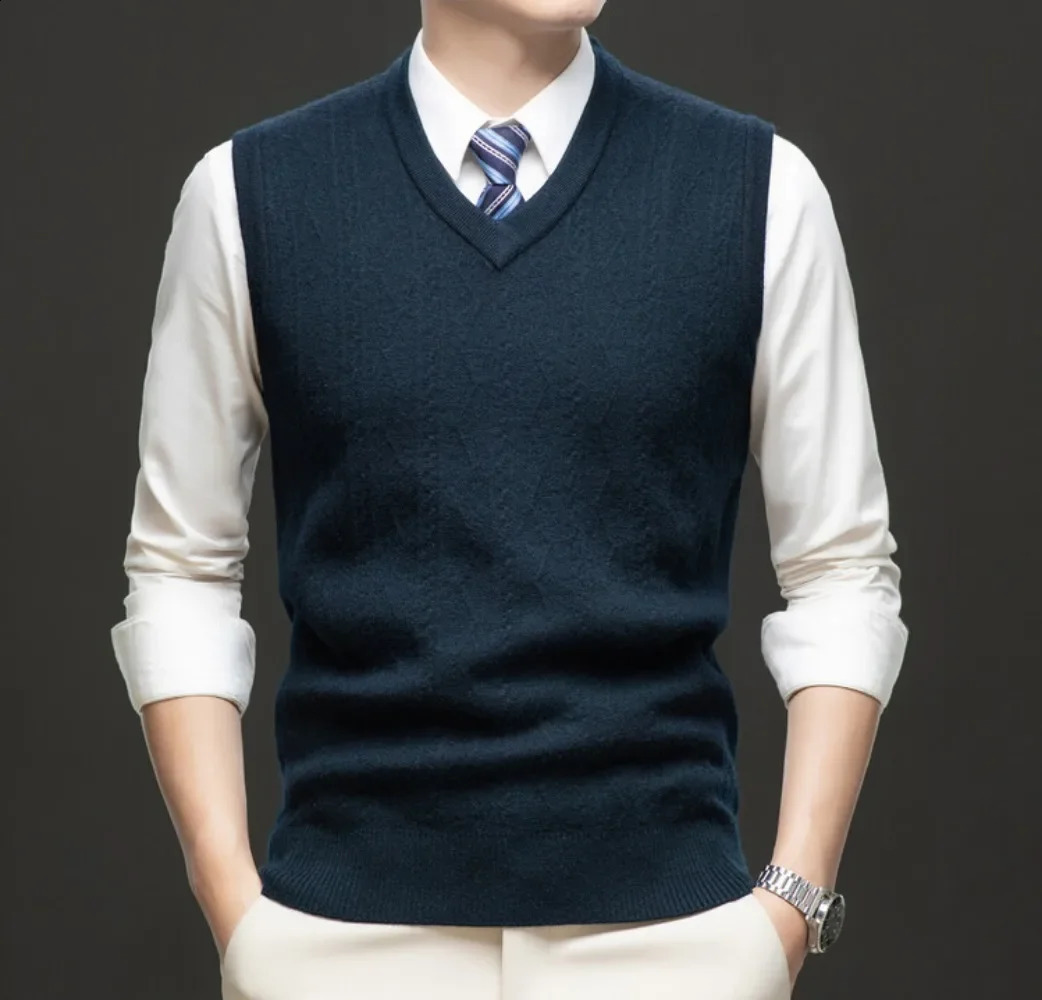 2025 Trend Mens Business Leisure Pullover Wear Warm Sleeve Non Velvet Knitted Sweater Top 250411Z