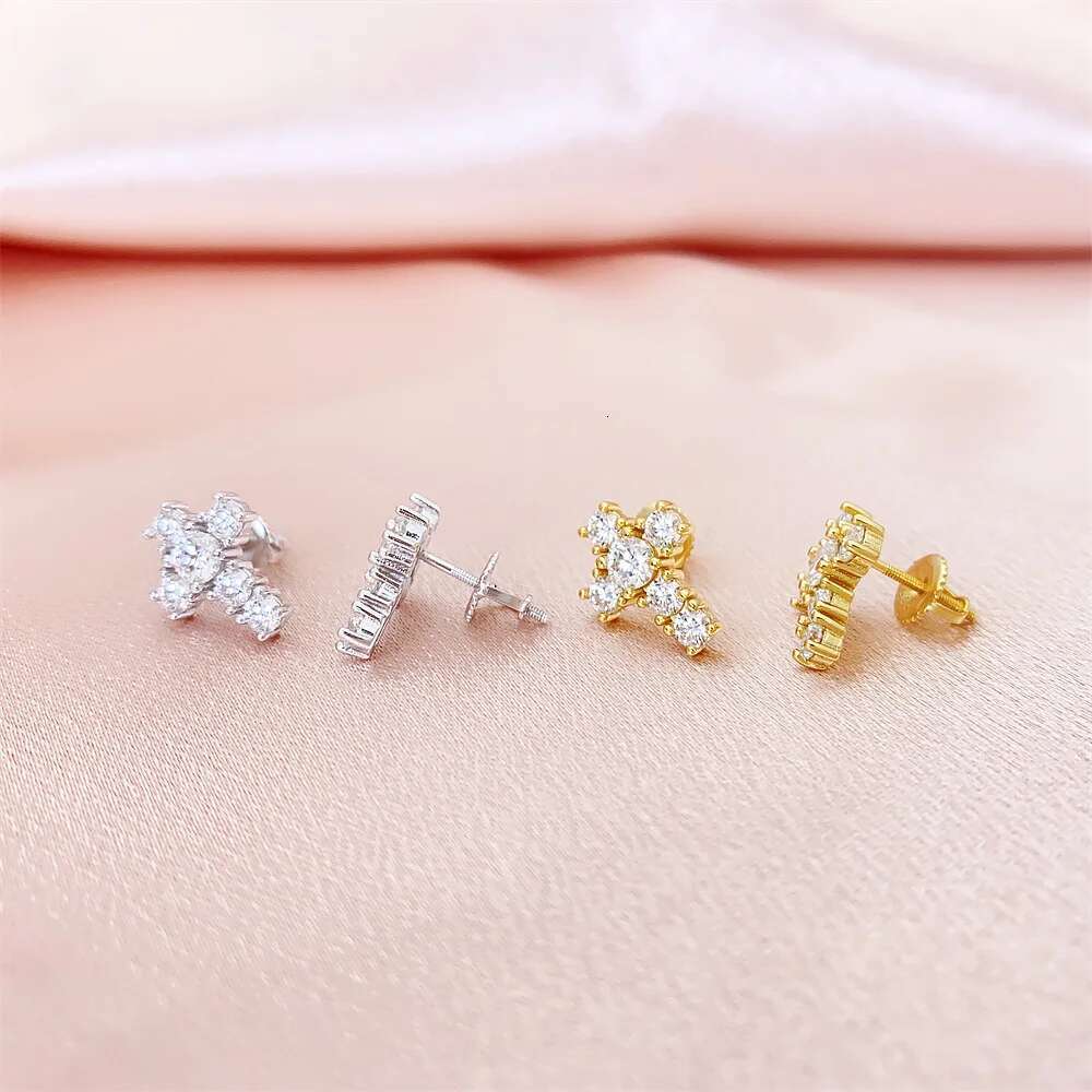 Full Moissanite Diamond Womens Cross Earrings D Color VVS S925 Sterling Sliver Hip Hop Top Quality Earrings for Women Men