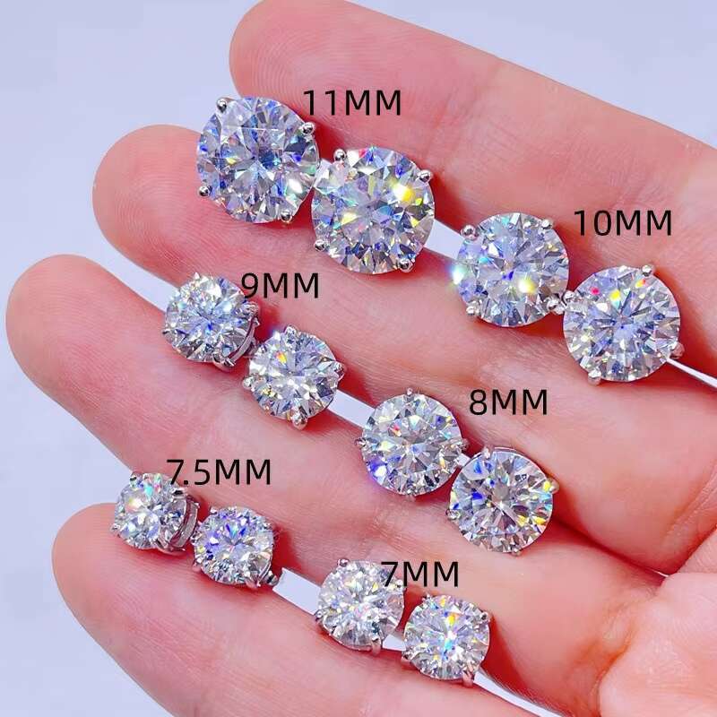 Luxury Bling Hip Hop Iced Out Earring Real Gold 1.5CT 3CT Solitaire Earrings 10K White Gold With Moissanite Diamonds