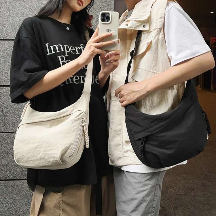 hot Trendy Women's Soft Cloth Solid Color Student Casual Style Big Handbags Crossbody Bags for Women Shoulder Hobos Bag