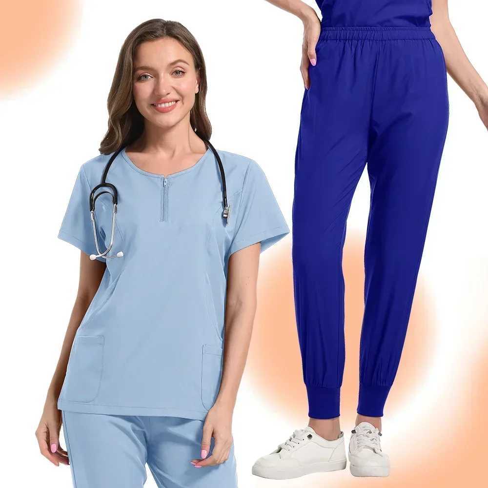 Multi color neutral short Slfed pharmacy nurse uniform hospital doctor work uniform oral dental surgery uniform medical washer set X250410
