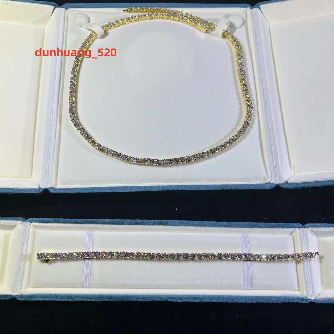 Moissanite Necklace 10k Yellow 3mm Tennis Necklace 22inch Customized Fashion Style