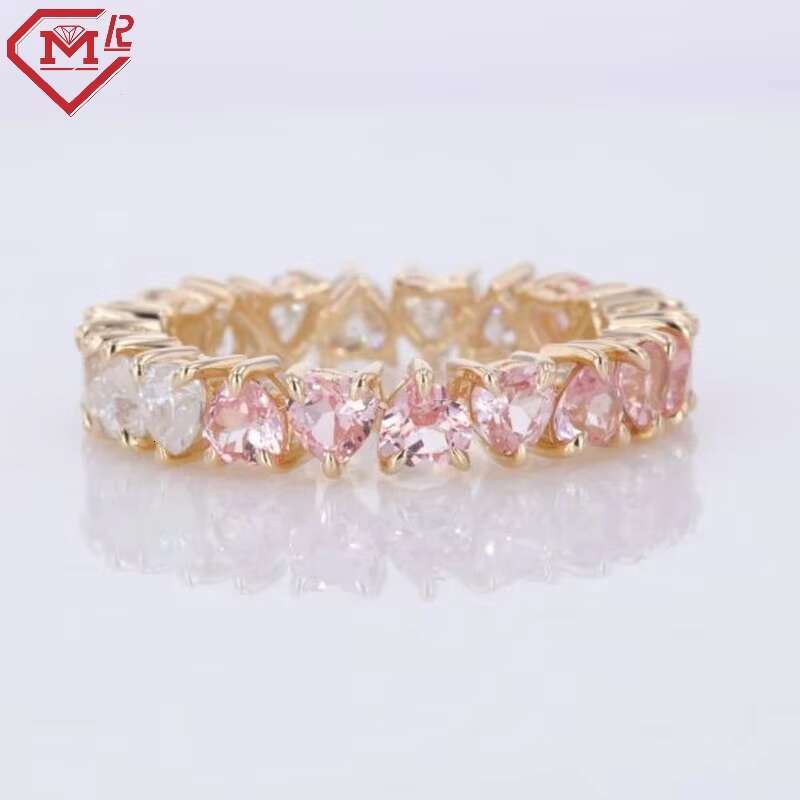 Custom Moissanite Wedding Ring 3 Prong 14k Yellow Gold D VVS Two tone Heart Cut Moissanite Ring