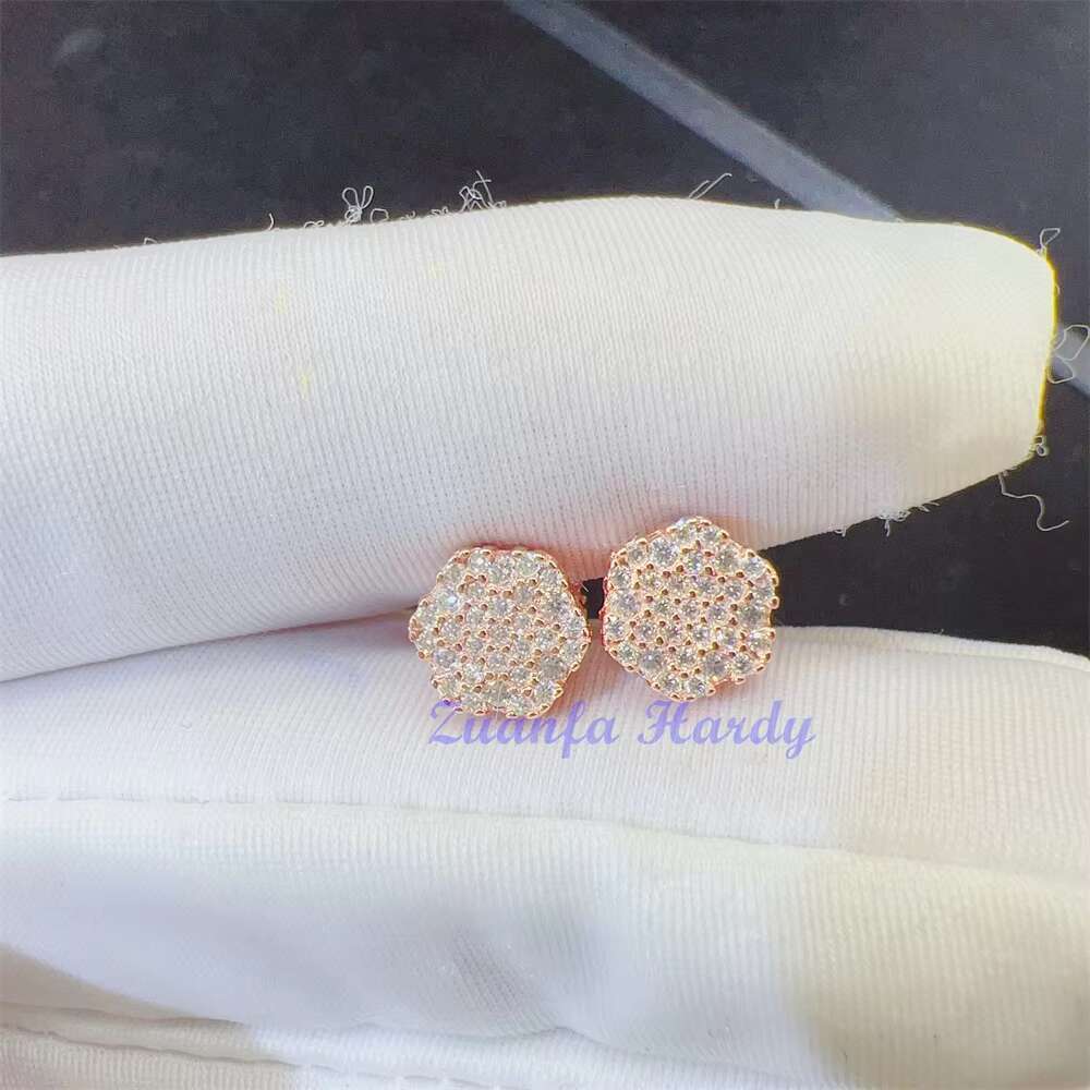 Zuanfa VVS Diamond Moissanite Jewelry Gold Plated Screw Back Earrings Hip Hop Stud Earrings