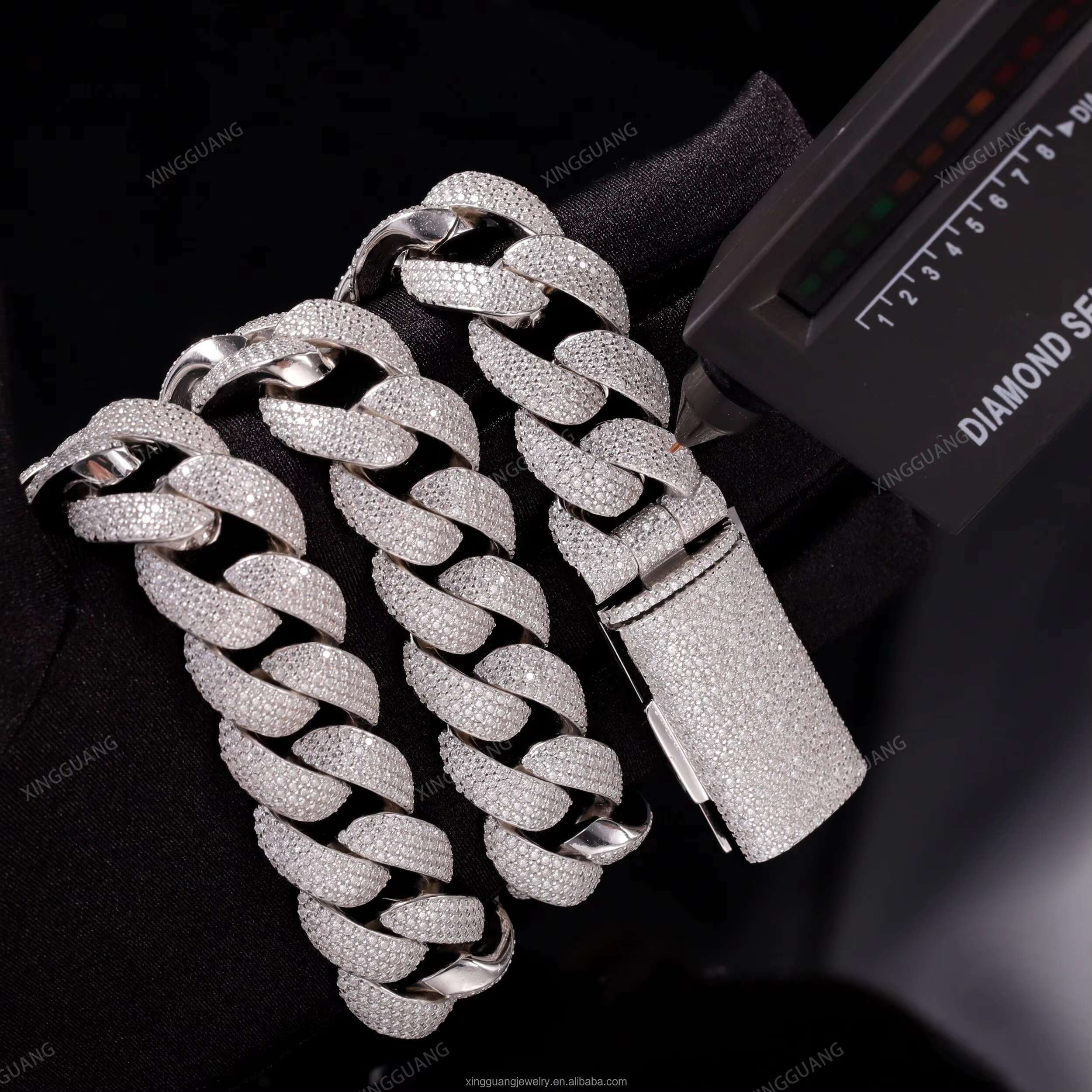 High Quality 20MM Width Miami Big Heavy Cuban Necklace 925 Sterling Silver VVS Moissanite Hip Hop Jewelry Men Cuban Link Chain