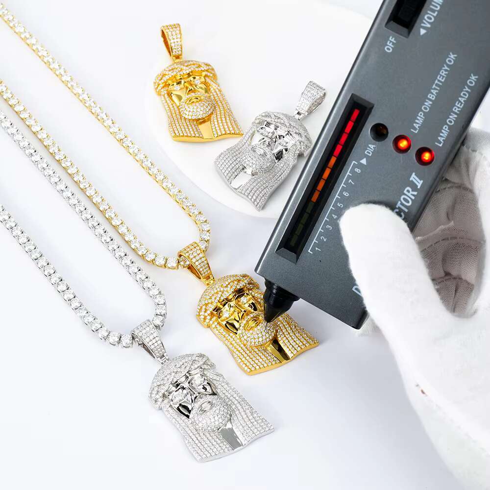 Hip Hop Jesus Pendant Necklace Cuban China 925 Sterling Silver Gold Plated Iced Out Mossanite Pendant for Men
