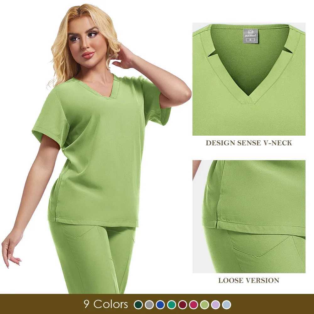 Beauty Sn Workwear Medical Clinical Pockets Scrubs Tops Straight Pants Spa Doctor Nursing Surgical Uniforms Woman Scrubs Sets X250410