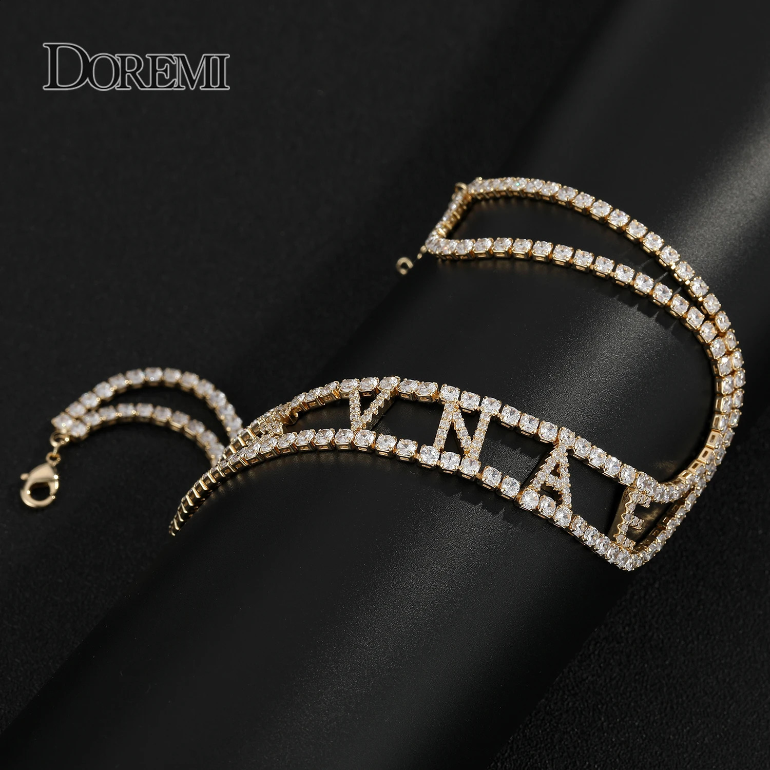 Doremi 9mm 3A Zircon Customized Name Necklace with 2 Rows 3mm Tennis Chains Personalized Name Number Suffocating Female Ice Out Name Chain 250409