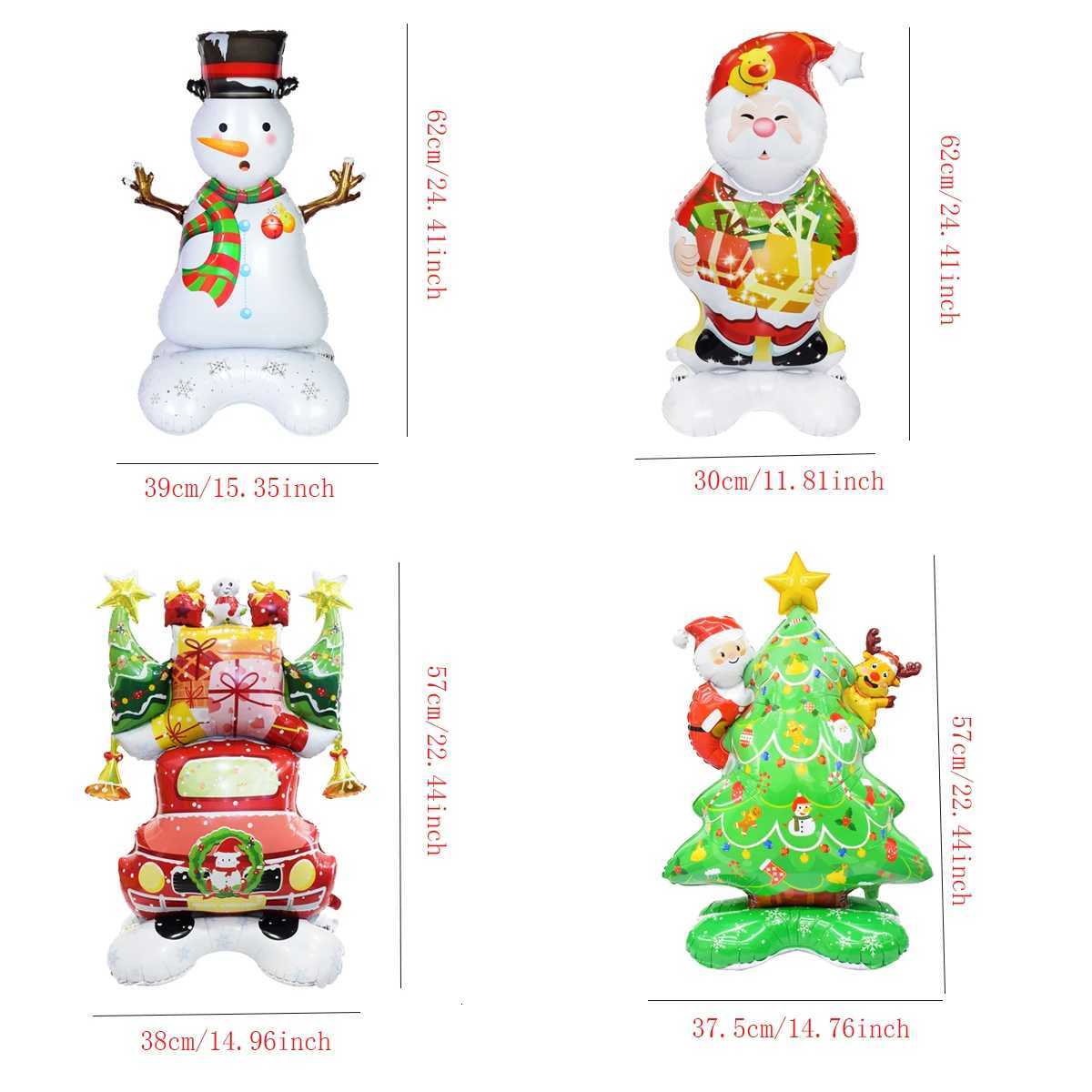 Christmas 1pc Small Stand Pedestal Christmas Theme Santa Claus Snowman Tree Elf Car Shape Foil Balloons Christmas Decoration Navidad 2026 Y251111