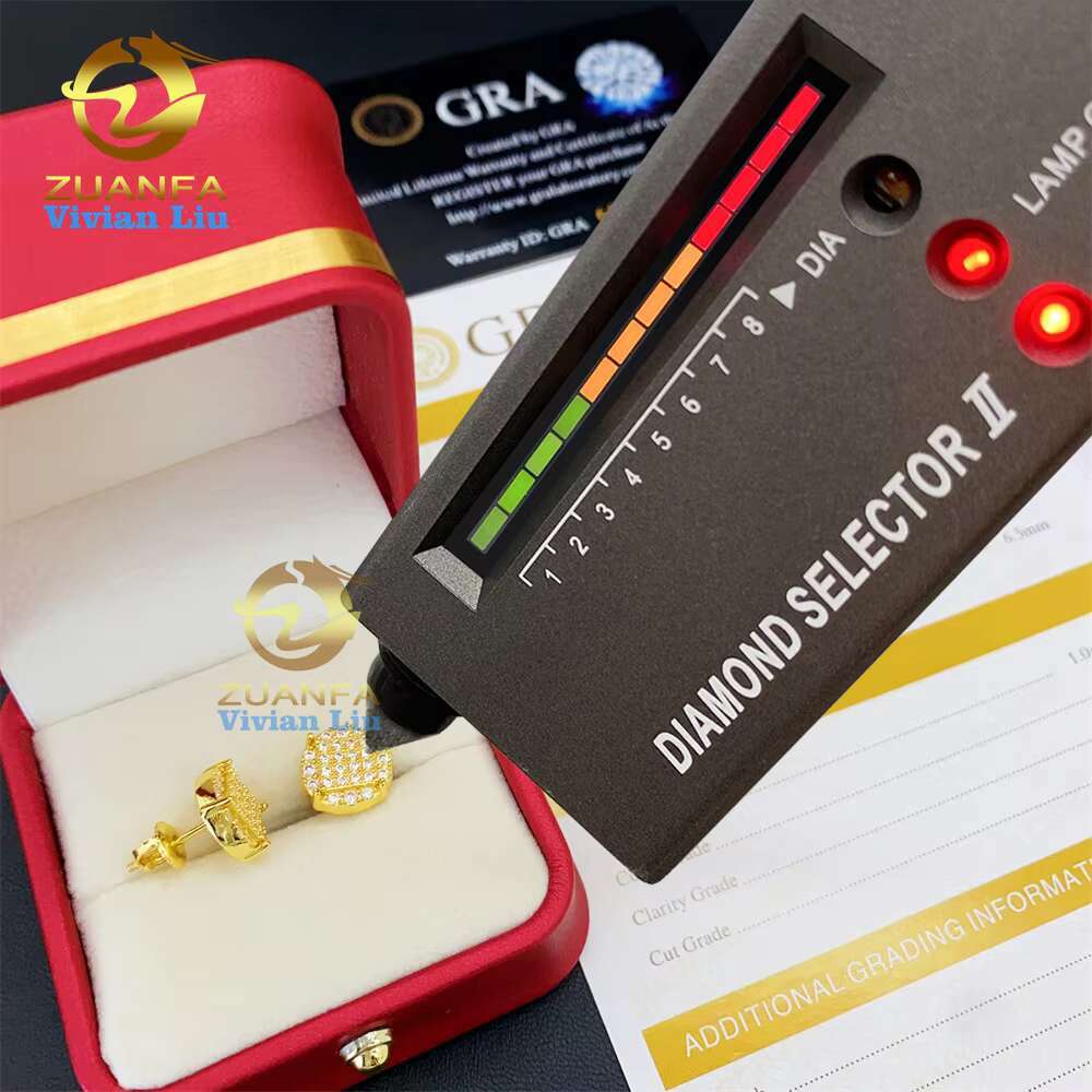 Factory Price Sterling Silver Custom Luxury Diamond Jewelry Fashion Jewelry Vvs Moissanite Stud Earrings