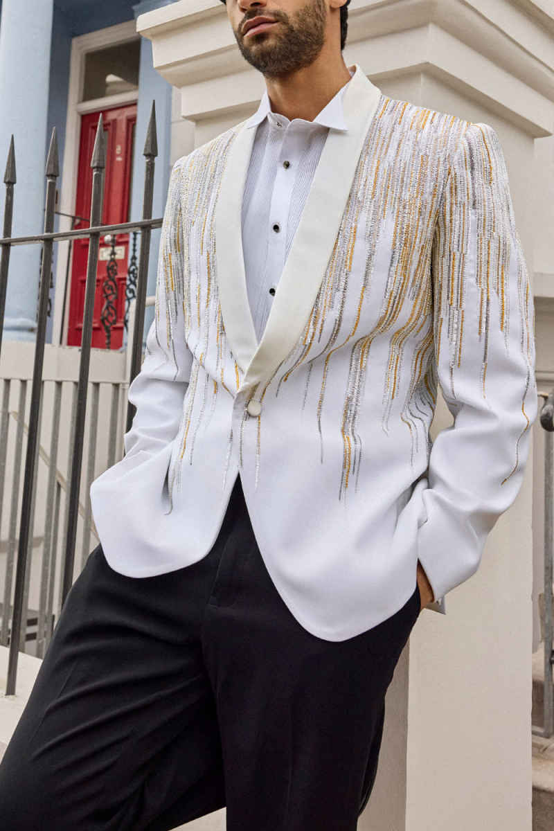 Fashion Show Wedding Men Suit Appliques Party Suit 2-PCS Coat Pants Tailor-Made Party Groom Wear Groomsman Formal Occasions Size Customized M251617