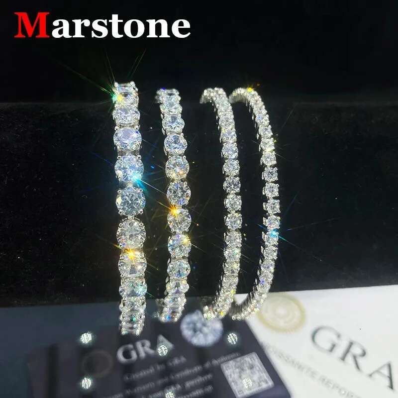 0.3-0.5ct D Color Moissanite Tennis HipHop Bracelet Necklace S925 Silver White Gold Bracelets Fine Jewerly for Women Man